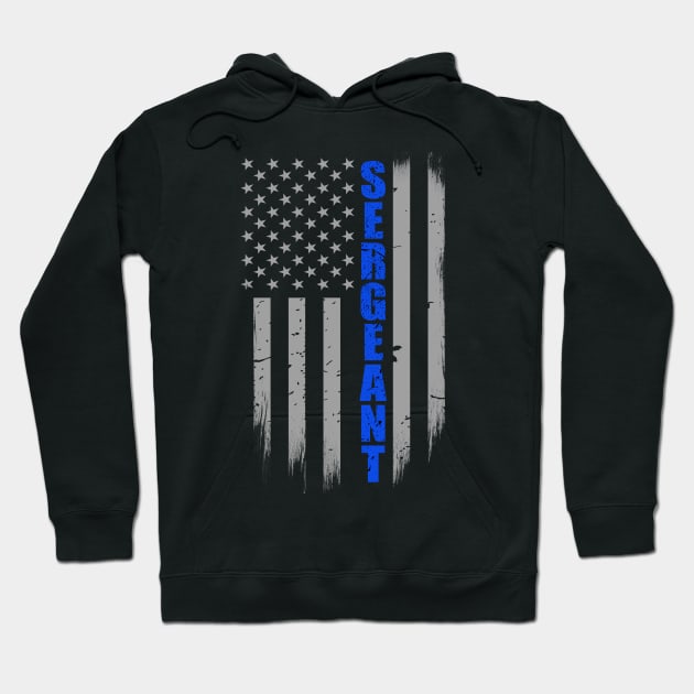 Police Sergeant Thin Blue Line Flag Hoodie by bluelinemotivation